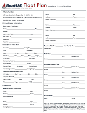 Boating Float Plan Form