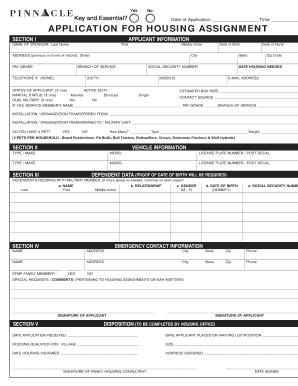US Military Housing Assignment Application