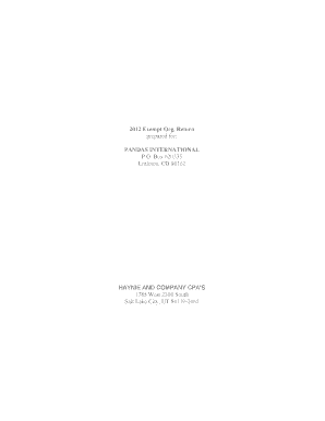 2012 Form 990 Exempt Organization Return