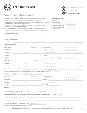 Electronic Equipment Insurance Proposal Form