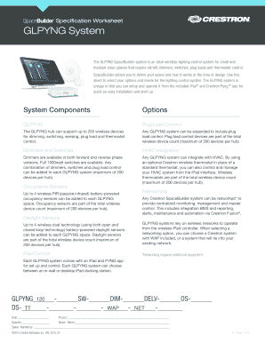 GLPYNG SpaceBuilder System Specification Worksheet