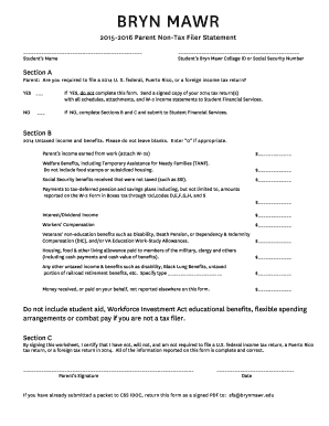 Bryn Mawr 2015-2016 Parent Non-Tax Filer Statement