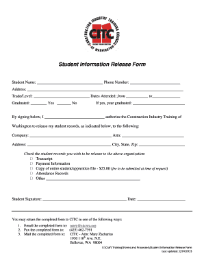 Student Information Release Form