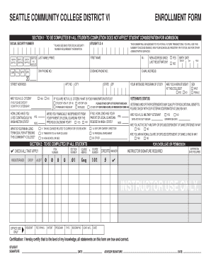 Seattle Community College District Enrollment Form
