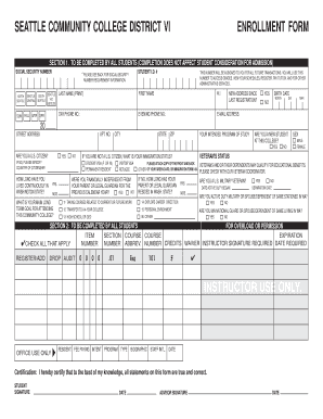Seattle Community College District VI Enrollment Form