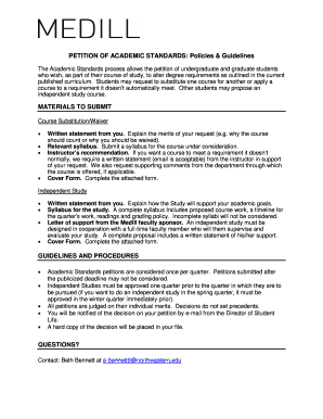 Petition of Academic Standards Cover Form