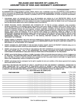 Release and Waiver of Liability Agreement
