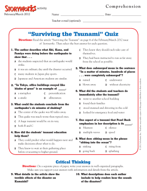 Surviving the Tsunami Quiz