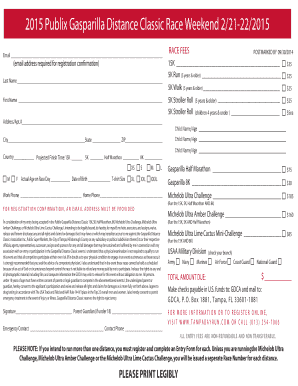 Publix Gasparilla Distance Classic Race Registration Form