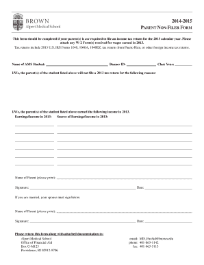 Parent Non-Filer Form