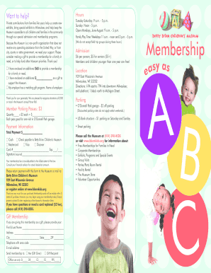 Betty Brinn Children's Museum Membership Form