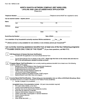 North Dakota Lifeline and Link-Up Assistance Application