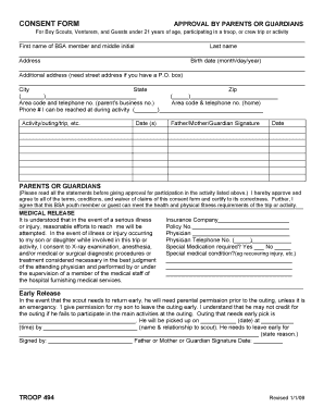 Boy Scouts Activity Consent Form
