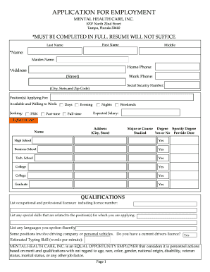 Employment Application Form