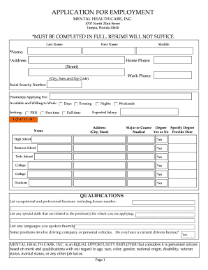 Employment Application Form