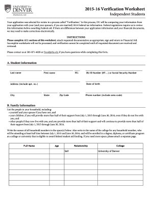 2015-16 Verification Worksheet