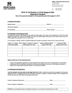 2015-16 Verification of Child Support Paid