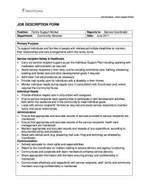 Job Description Family Support Worker