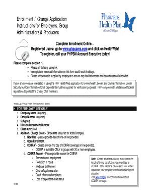 PHP Health Enrollment Change Application