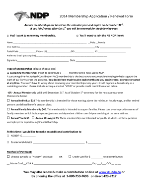 NS NDP Membership Application/Renewal Form
