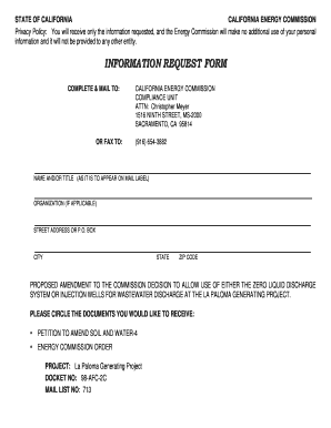 California Energy Commission Information Request Form