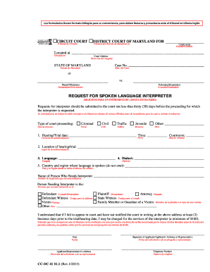 Request for Spoken Language Interpreter