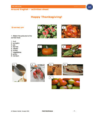 Thanksgiving Activities Sheet