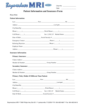 Patient Information and Insurance Form