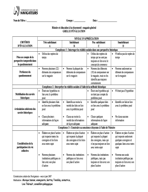 GRILLE D’ÉVALUATION