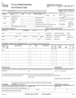 New Jersey Enrollment Change Request Form