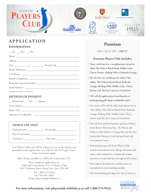 Premium Players Club Application