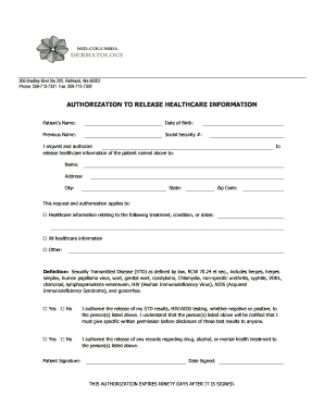 Authorization to Release Healthcare Information