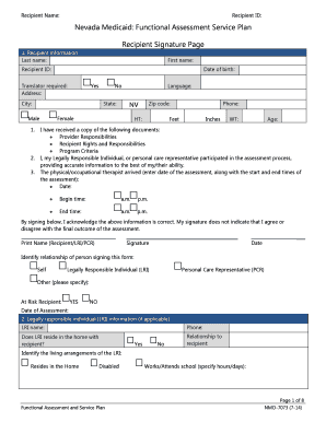 Nevada Medicaid Functional Assessment Service Plan
