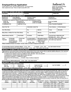 Anthem Life Insurance Employer Application