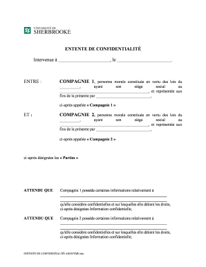 Entente de confidentialité