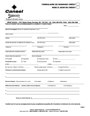 Formulaire de demande crédit