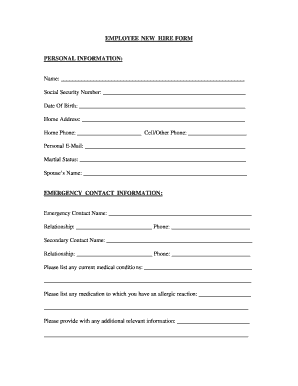 Employee New Hire Form
