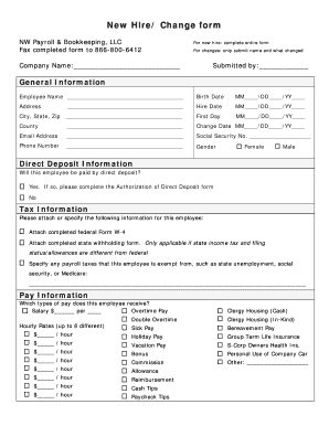 New Hire/Change Form
