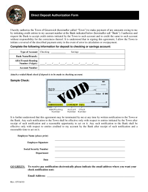 Direct Deposit Authorization Form