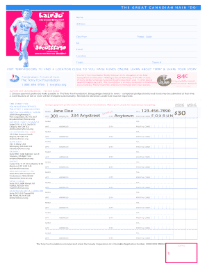 Terry Fox Foundation Donation Form