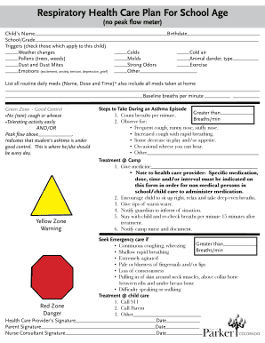 Respiratory Health Care Plan For School Age