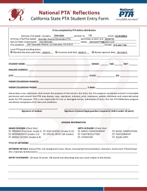 California State PTA Student Entry Form