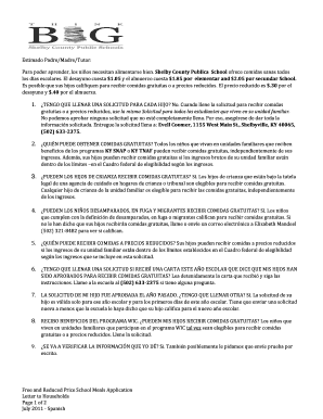 Solicitud de comidas escolares gratuitas y a precios reducidos