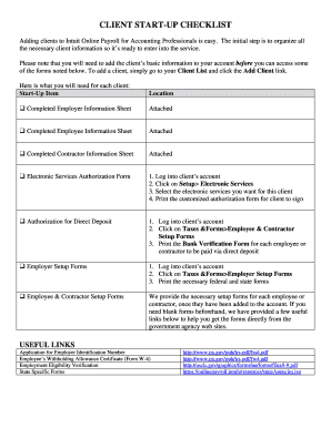 Client Start-Up Checklist