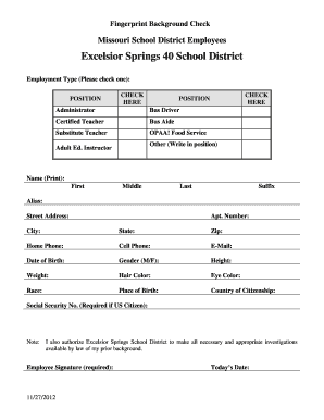 Missouri School District Employee Fingerprint Background Check