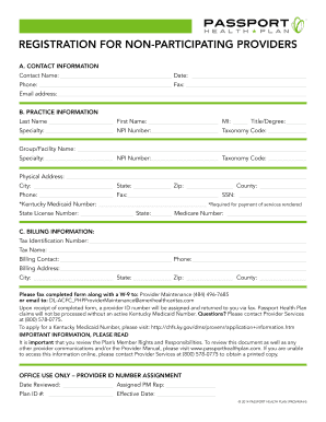 Non-Participating Provider Registration Form
