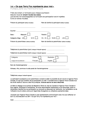 FORMULAIRE DU PARTICIPATION