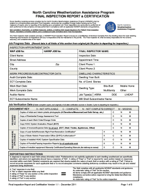 North Carolina Weatherization Assistance Program Final Inspection Report