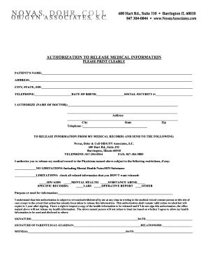 Authorization to Release Medical Information