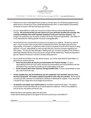 Patient Intake and Financial Policy Agreement